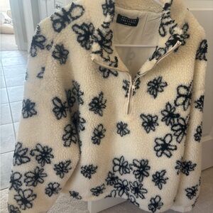 Brunette The Label Cream and Black Sherpa Fleece